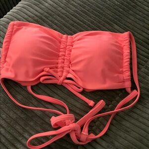 Aerie Pink Ruched Bandeau Bikini Top